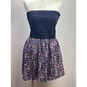 Y2K Floral Mini Dress Strapless Tube‎ Top Sundress Summer Dress Vtg Medium Girly